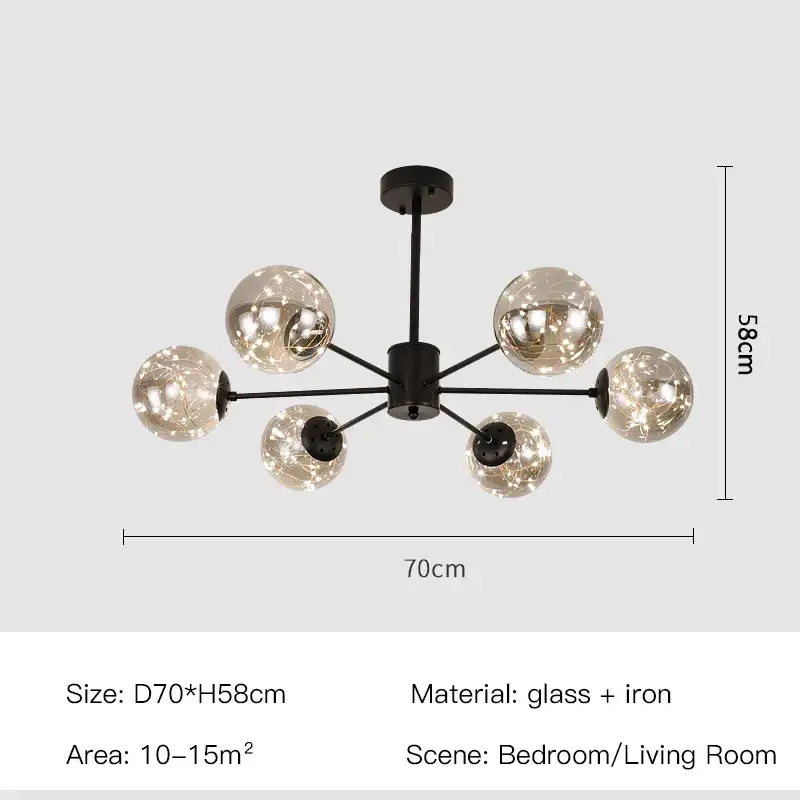 DecorBites™ Luxury Glass Ball Nordic Chandeliers - Dimmable