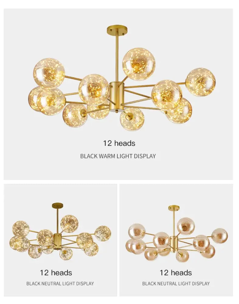 DecorBites™ Luxury Glass Ball Nordic Chandeliers - Dimmable