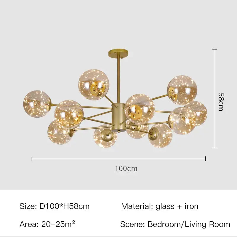DecorBites™ Luxury Glass Ball Nordic Chandeliers - Dimmable