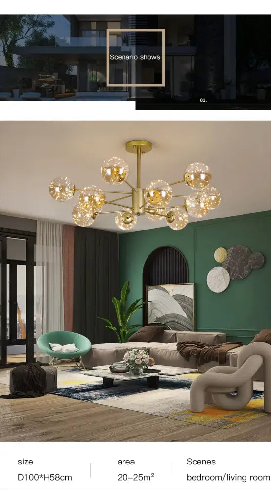 DecorBites™ Luxury Glass Ball Nordic Chandeliers - Dimmable