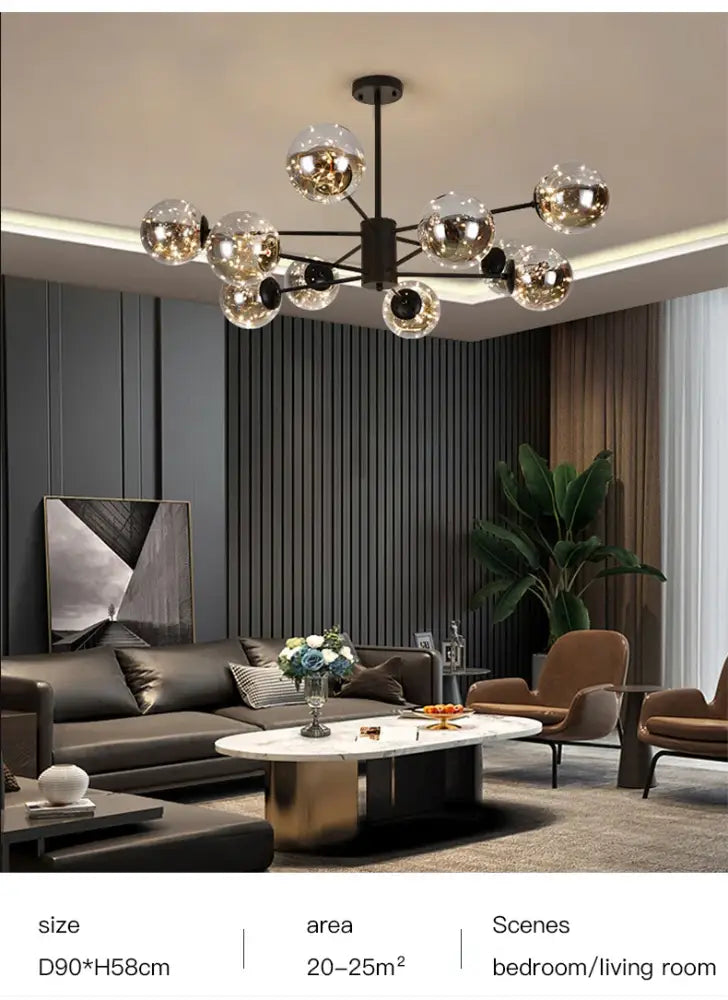 DecorBites™ Luxury Glass Ball Nordic Chandeliers - Dimmable