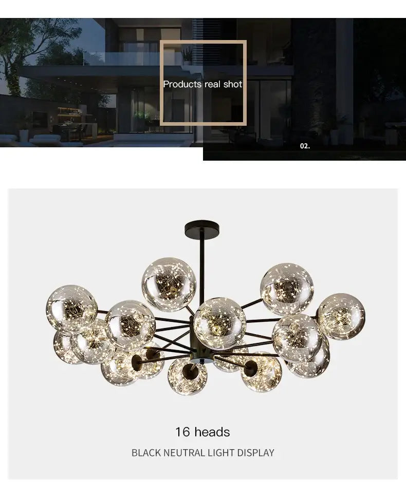 DecorBites™ Luxury Glass Ball Nordic Chandeliers - Dimmable