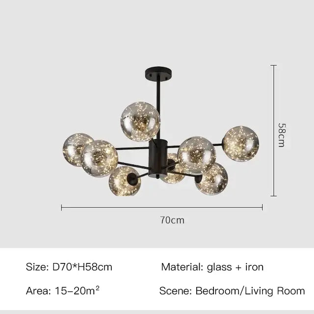 DecorBites™ Luxury Glass Ball Nordic Chandeliers - Dimmable