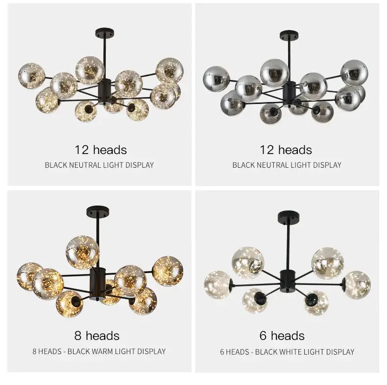 DecorBites™ Luxury Glass Ball Nordic Chandeliers - Dimmable