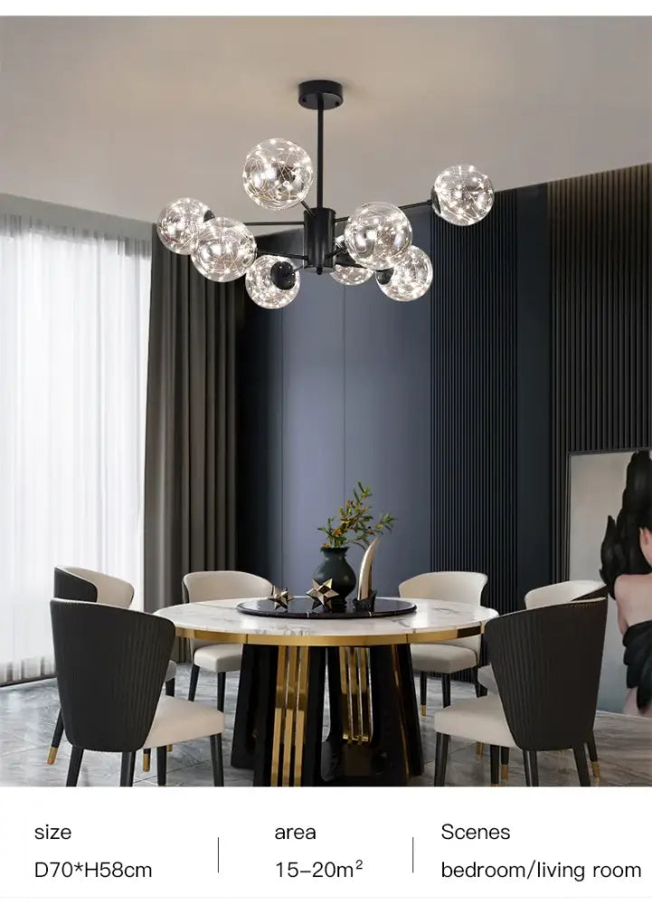 DecorBites™ Luxury Glass Ball Nordic Chandeliers - Dimmable