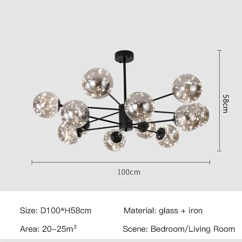 DecorBites™ Luxury Glass Ball Nordic Chandeliers - Dimmable