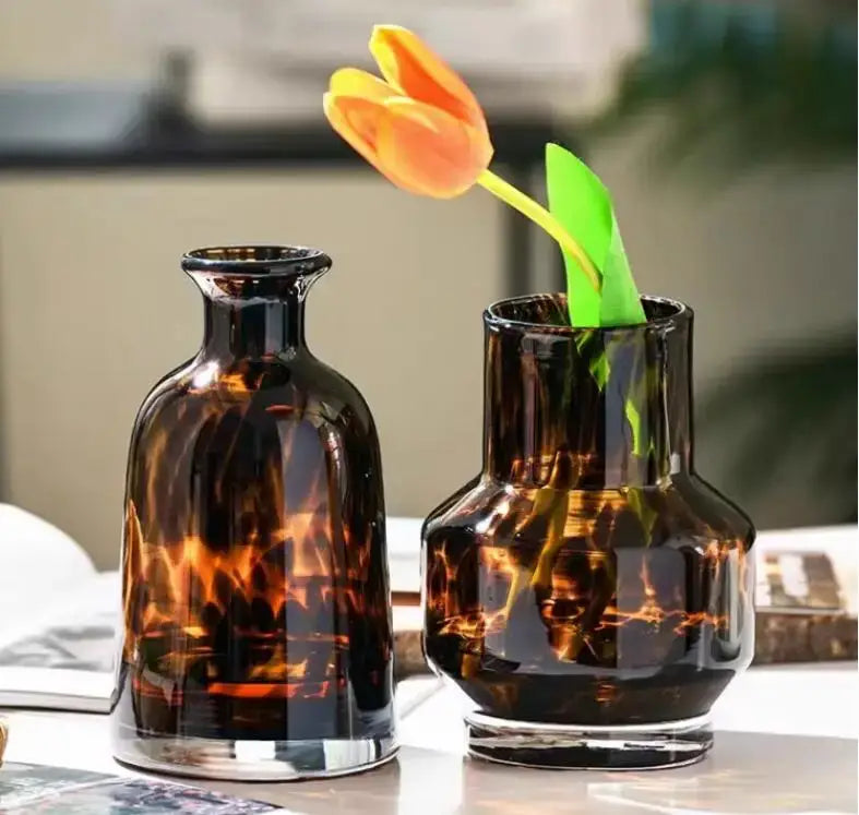 DecorBites™ Luxury Leopard Glass Vase for Home Decor