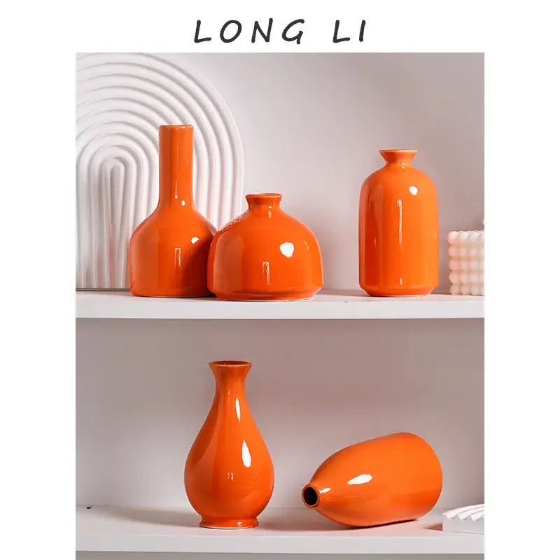 DecorBites™ Luxury Modern Ceramic Flower Vase Orange