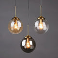 Decorbites luxury nordic led chandelier with three glass shades in clear amber and smoked glass for dining room