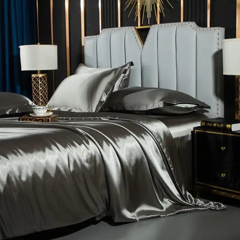 DecorBites™ Luxury Nordic Silk Bedding Set for Summer