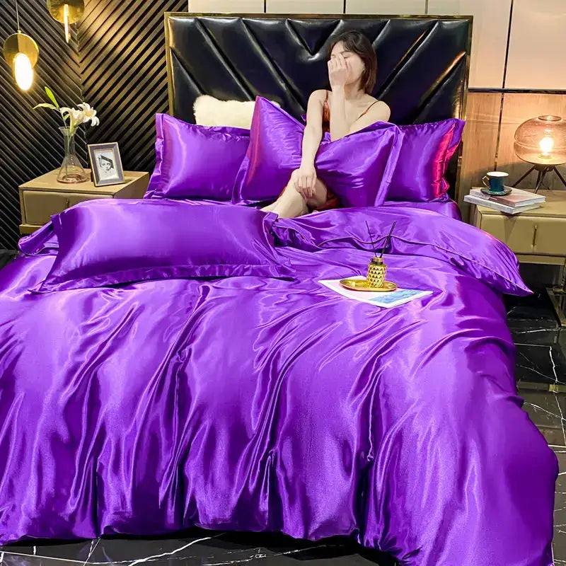 DecorBites™ Luxury Silk Bedding Set with Duvet Cover and Pillowcases