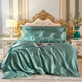 DecorBites™ Luxury Silk Bedding Set with Sheets