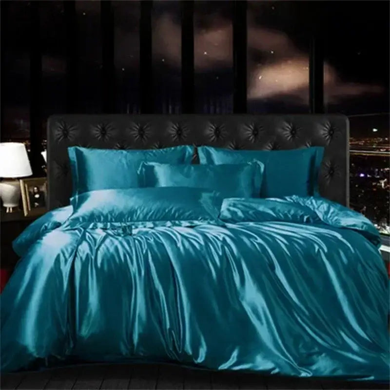 DecorBites™ Luxury Silk Bedding Set with Sheets - Queen/King