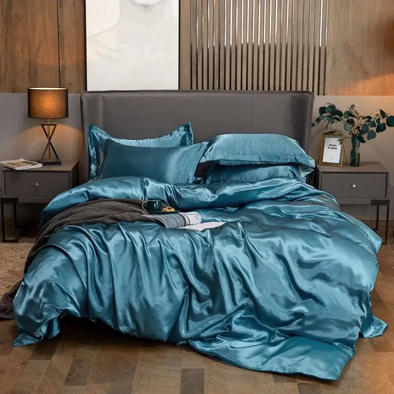 DecorBites™ Luxury Solid Color Bedding Set in Rayon Satin