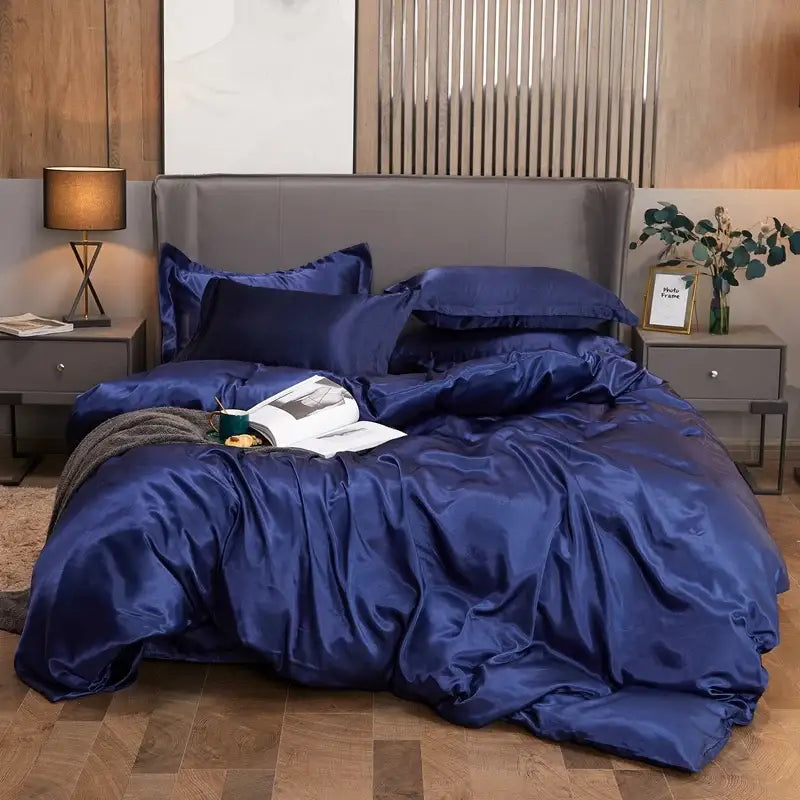 DecorBites™ Luxury Solid Color Bedding Set - Rayon Satin - Twin/Queen/King - 2/3/4pcs