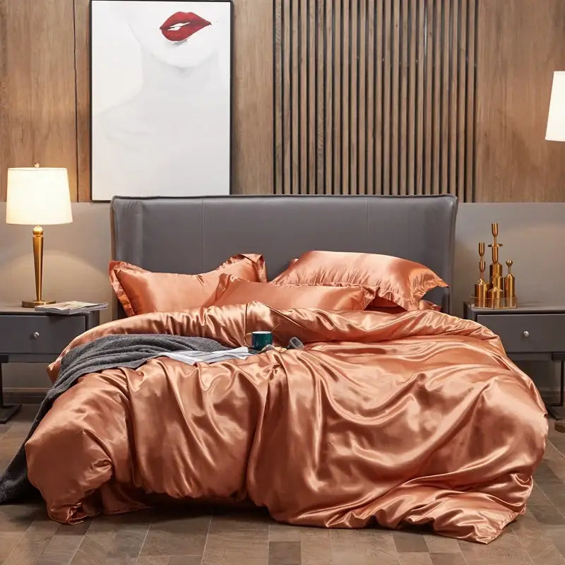 DecorBites™ Luxury Solid Color Satin Bedding Set