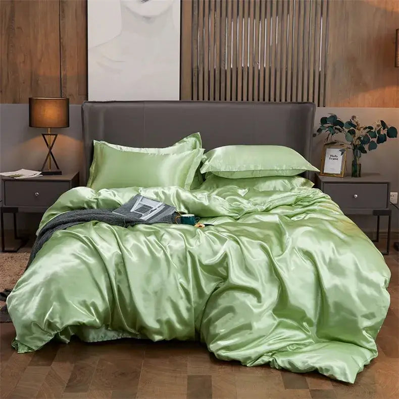 DecorBites™ Luxury Solid Color Satin Bedding Set - Twin/Queen/King