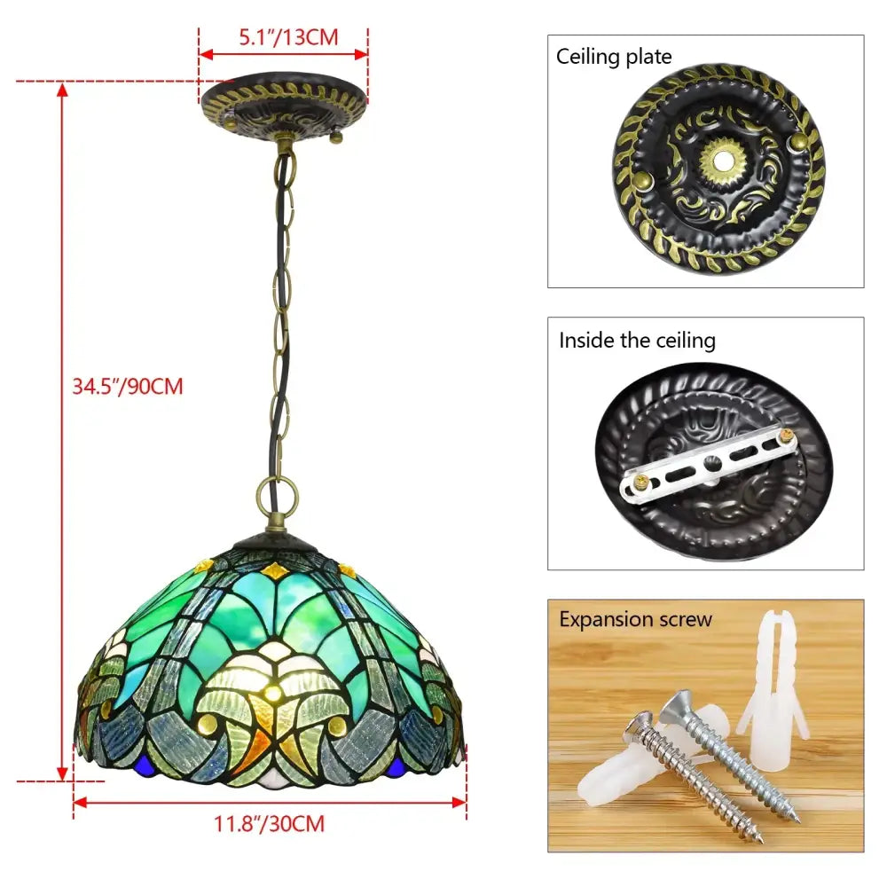 DecorBites™ Luxury Tiffany Style Stained Glass Pendant Light