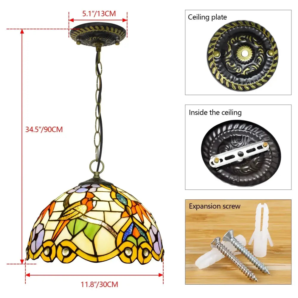 DecorBites™ Luxury Tiffany Style Stained Glass Pendant Light