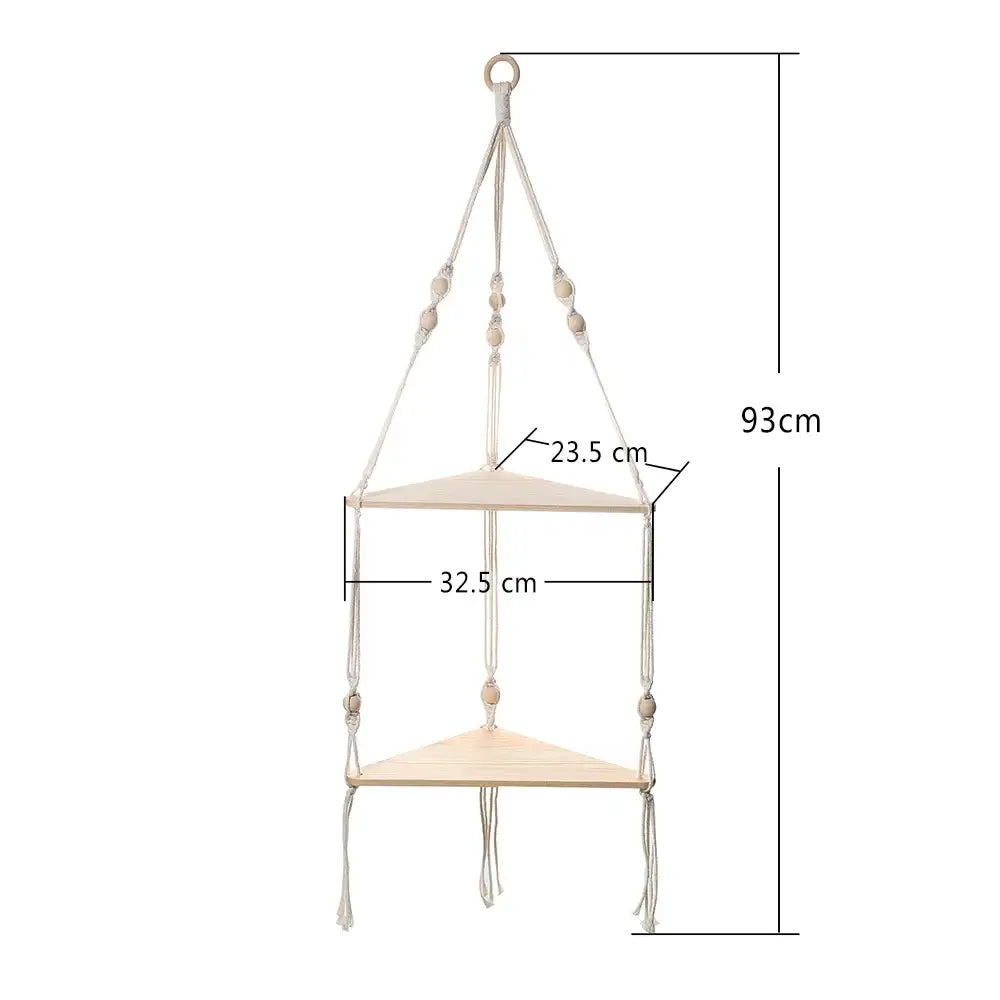 DecorBites™ Macrame Wall Hanging Corner Shelf for Boho Decor