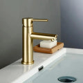 Decorbites™ malena sleek brushed gold single-handle deck mounted bathroom faucet with modern design