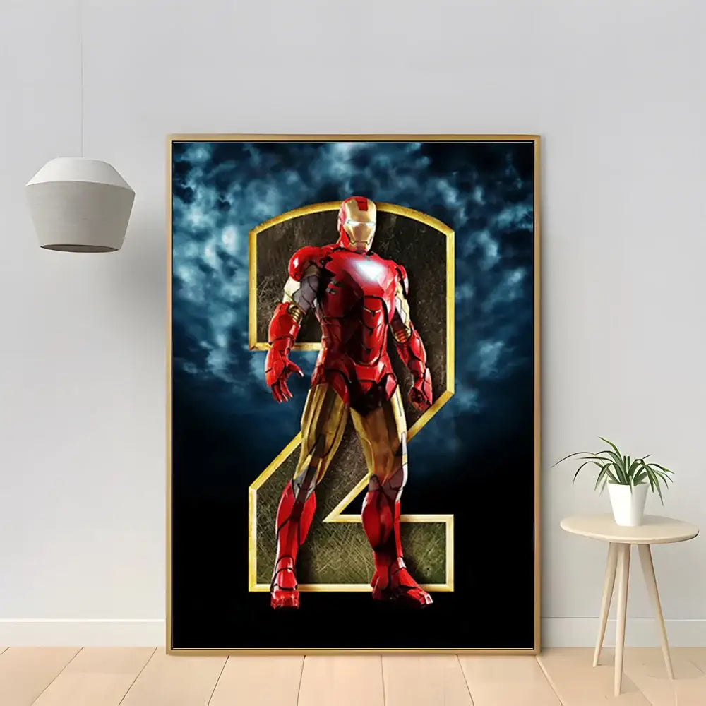 Framed diamond painting portrait of red and gold iron man for marvel iron man home decor by decorbites™