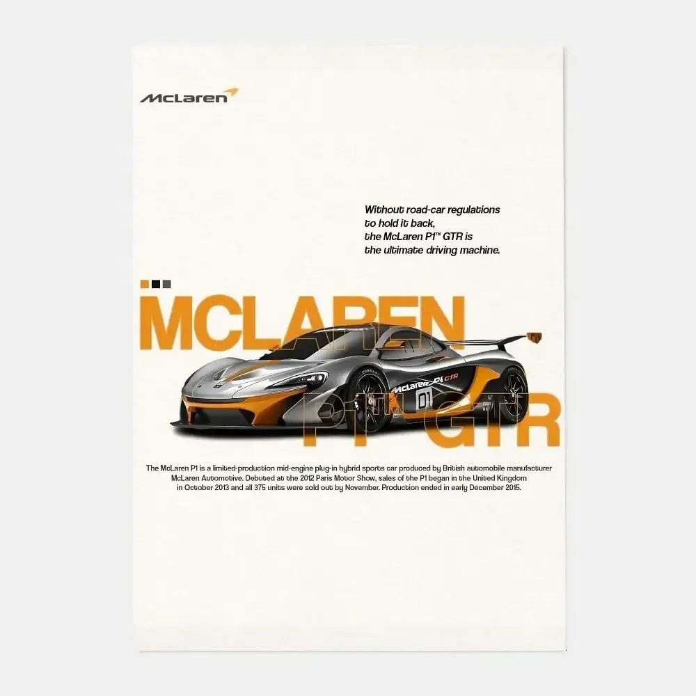 ملصق فاخر لديكور المنزل من DecorBites™ Mclaren P1 GTR