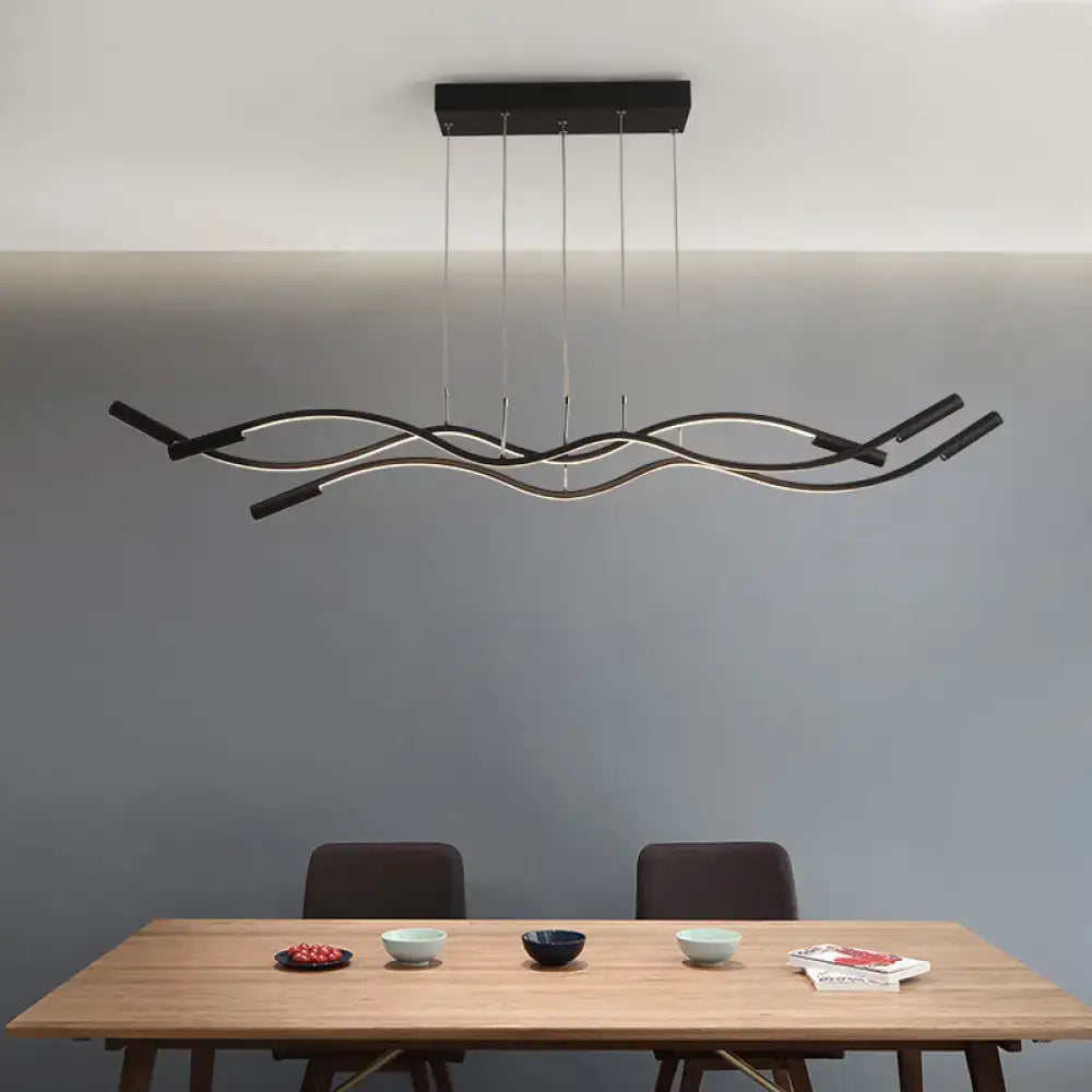 DecorBites™ Metal Artistic LED Pendant Light for Dining Room Island with Twisted Lines