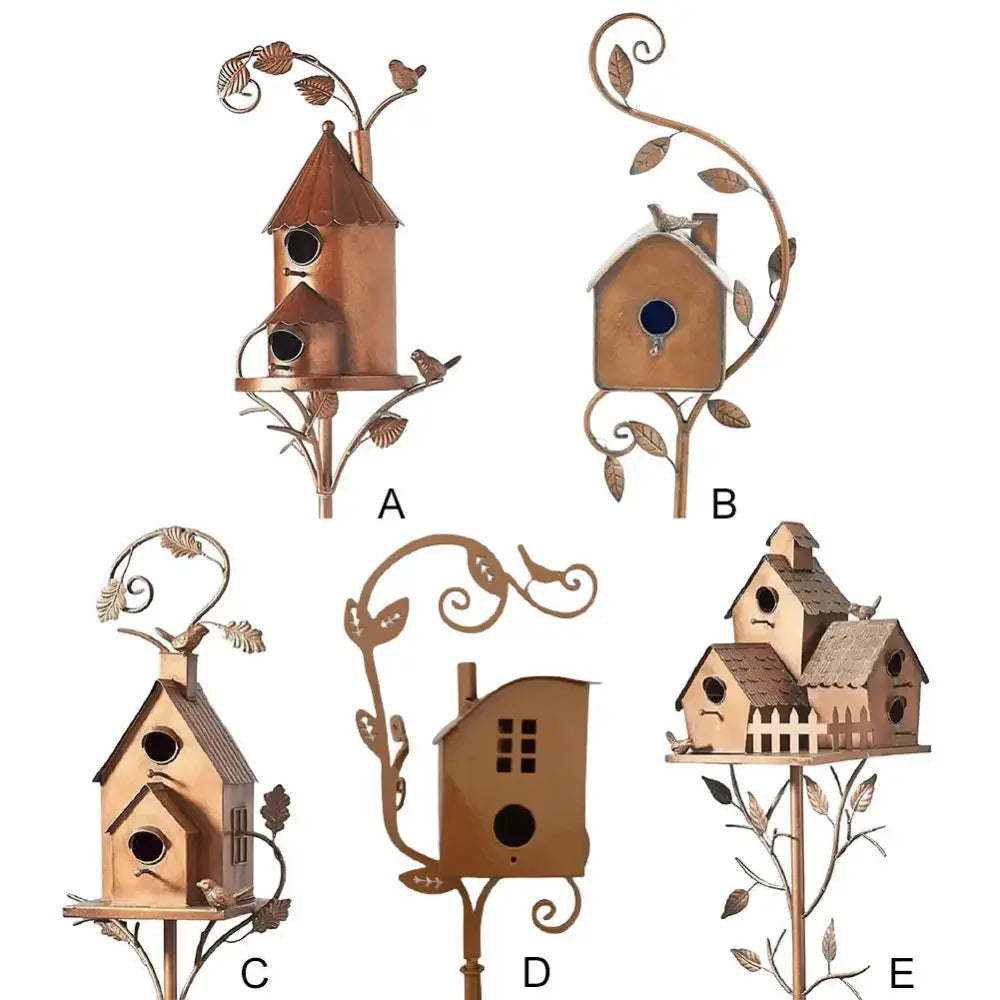 DecorBites™ Metal Birdhouse Garden Stakes for Outdoor Decor