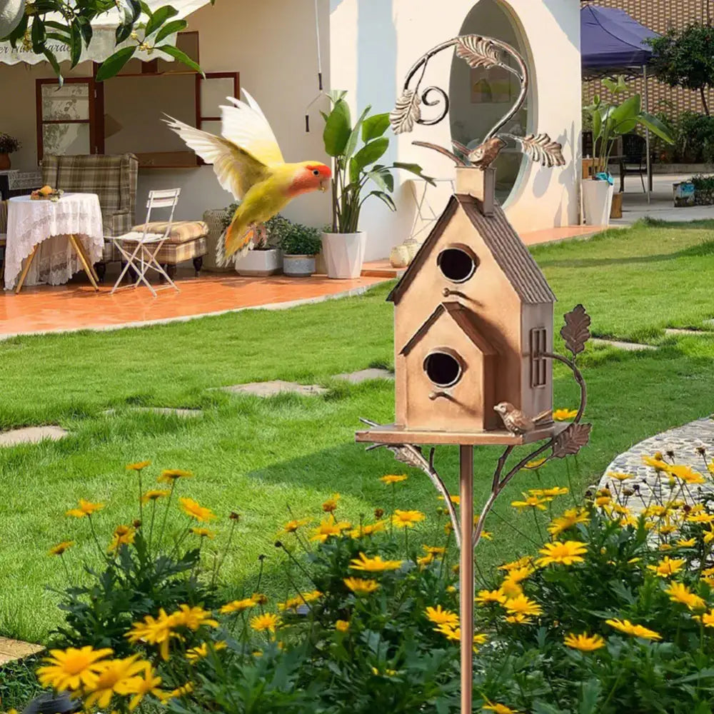 DecorBites™ Metal Birdhouse Garden Stakes for Outdoor Decor