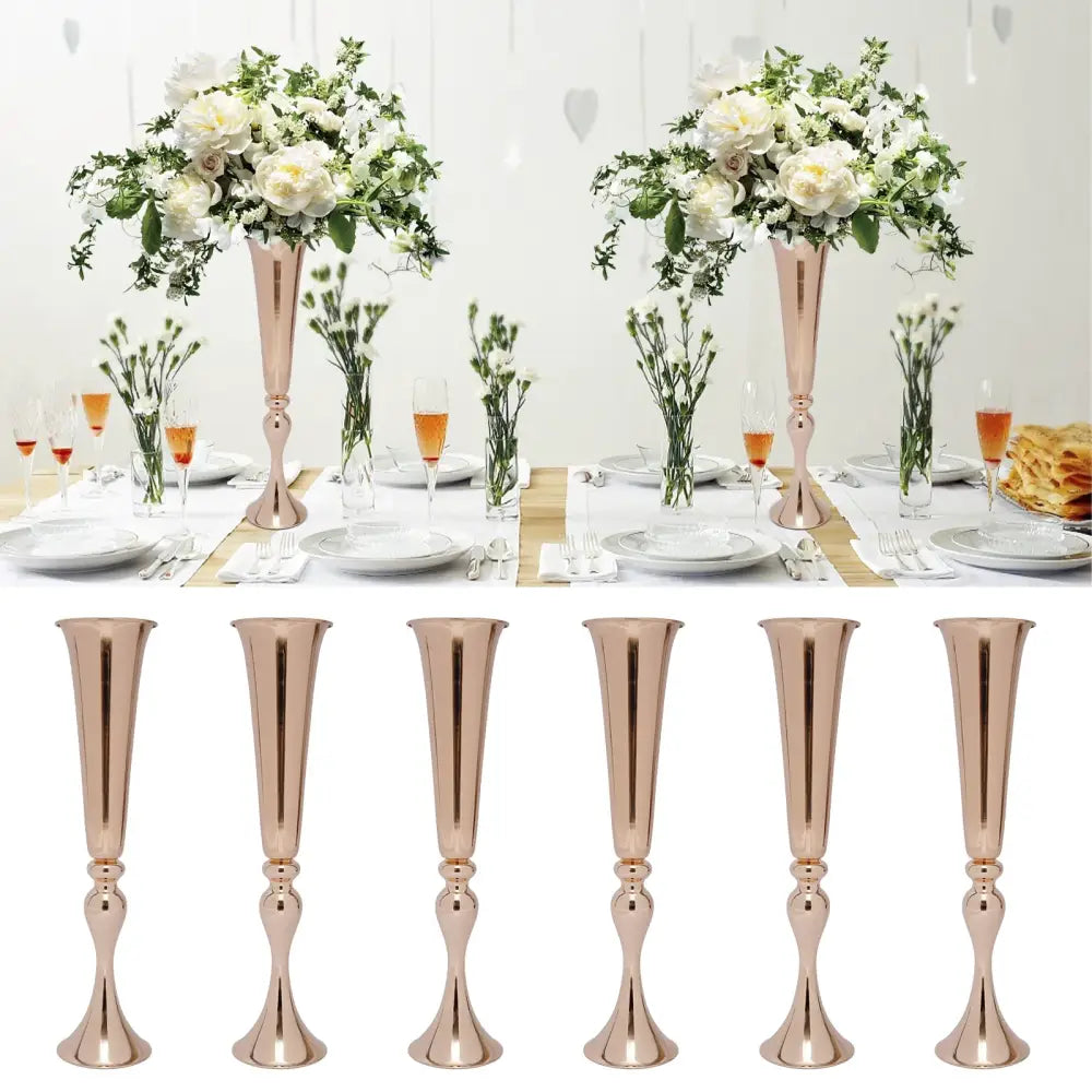 DecorBites™ Metal Golden Flower Stand Vase Candle Holder