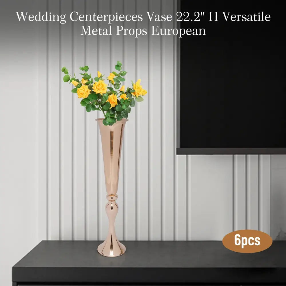 DecorBites™ Metal Golden Flower Stand Vase Candle Holder