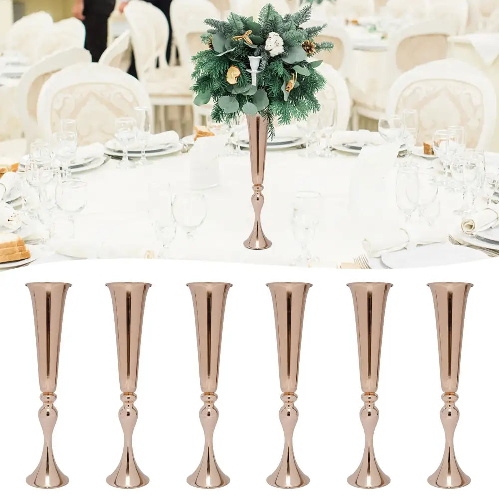 DecorBites™ Metal Golden Flower Stand Vase Candle Holder