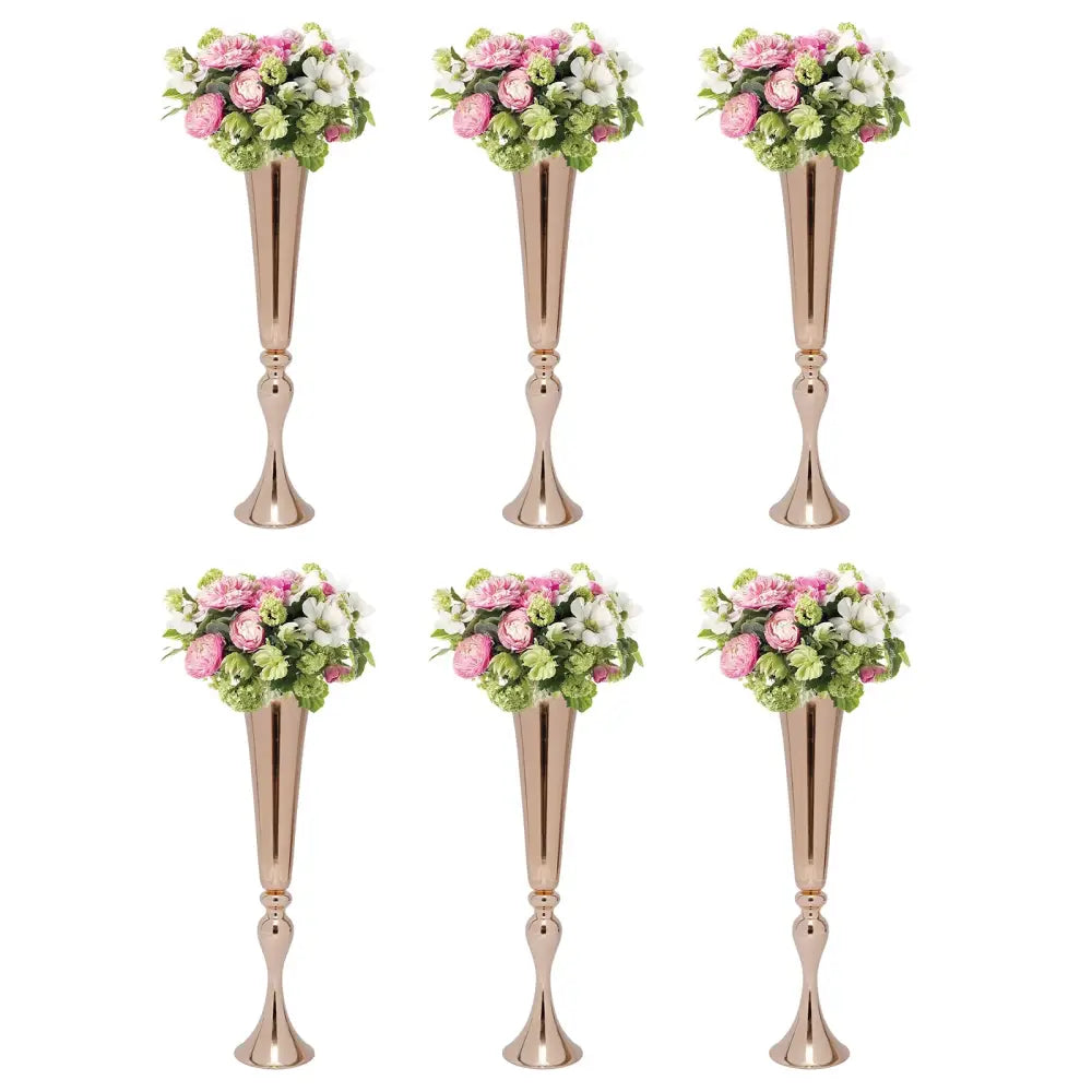 DecorBites™ Metal Golden Flower Stand Vase Candle Holder