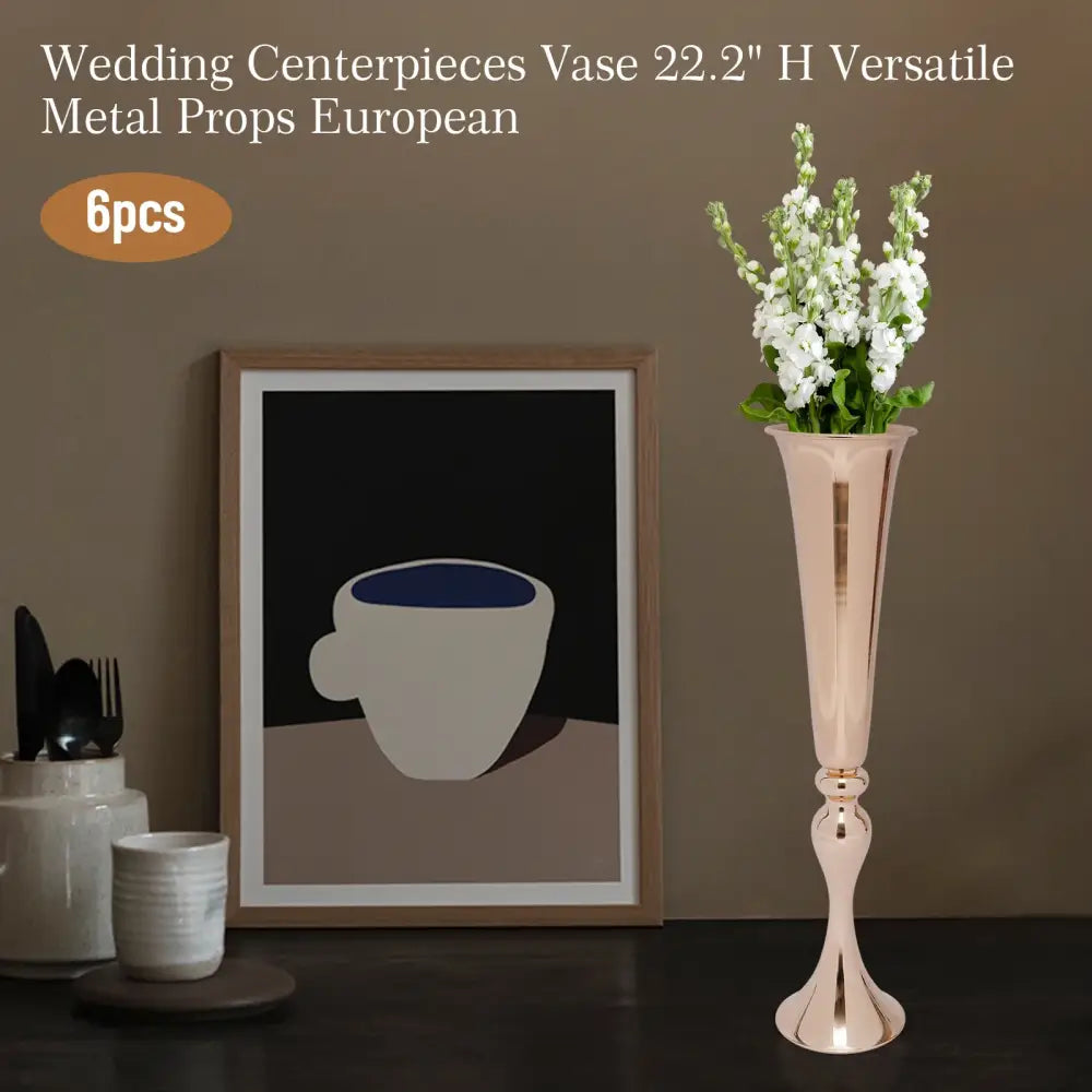 DecorBites™ Metal Golden Flower Stand Vase Candle Holder
