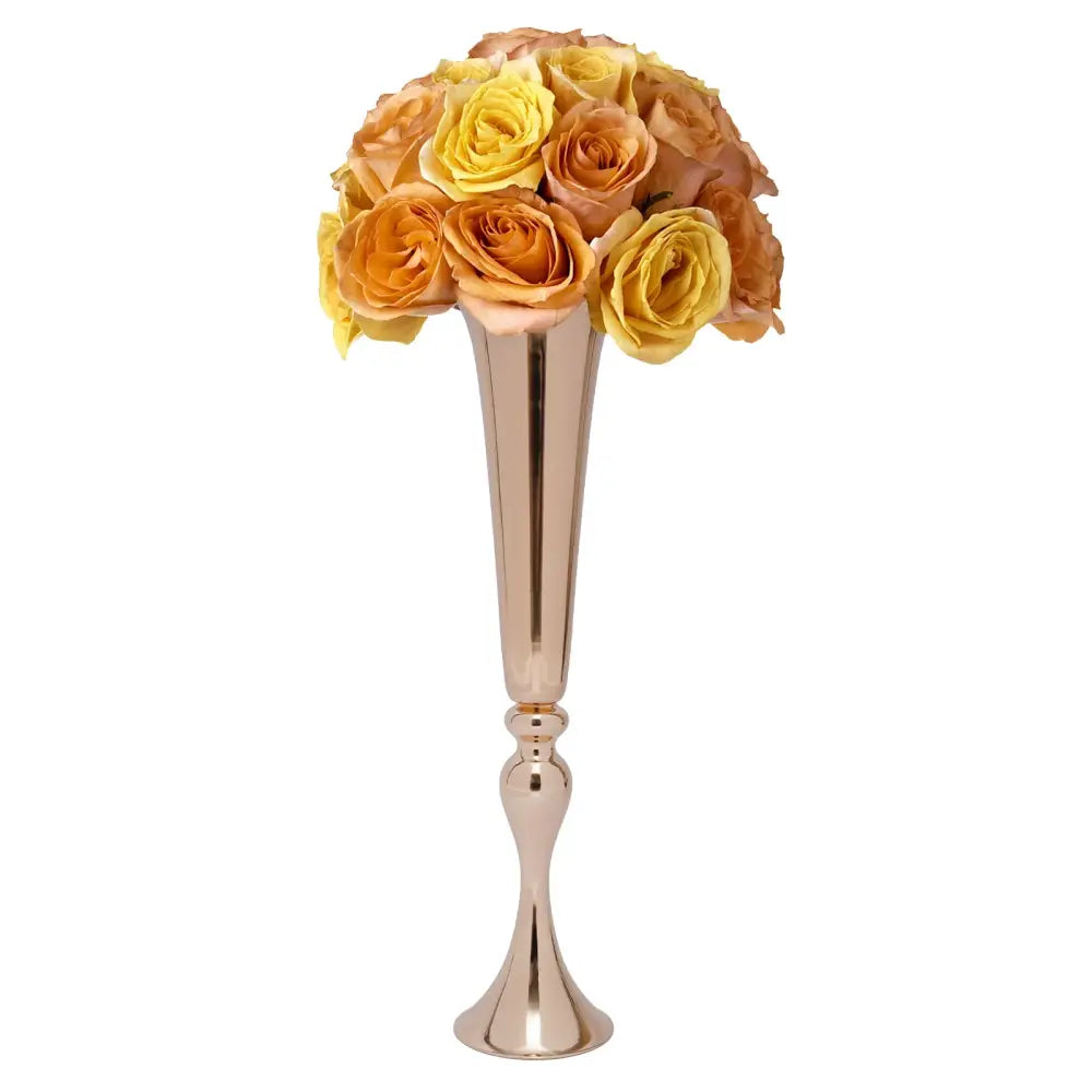 DecorBites™ Metal Golden Flower Stand Vase Candle Holder