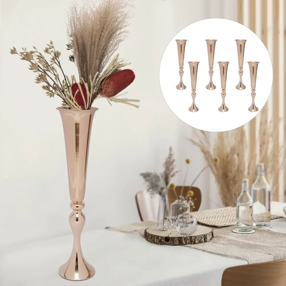 DecorBites™ Metal Golden Flower Stand Vase Candle Holder