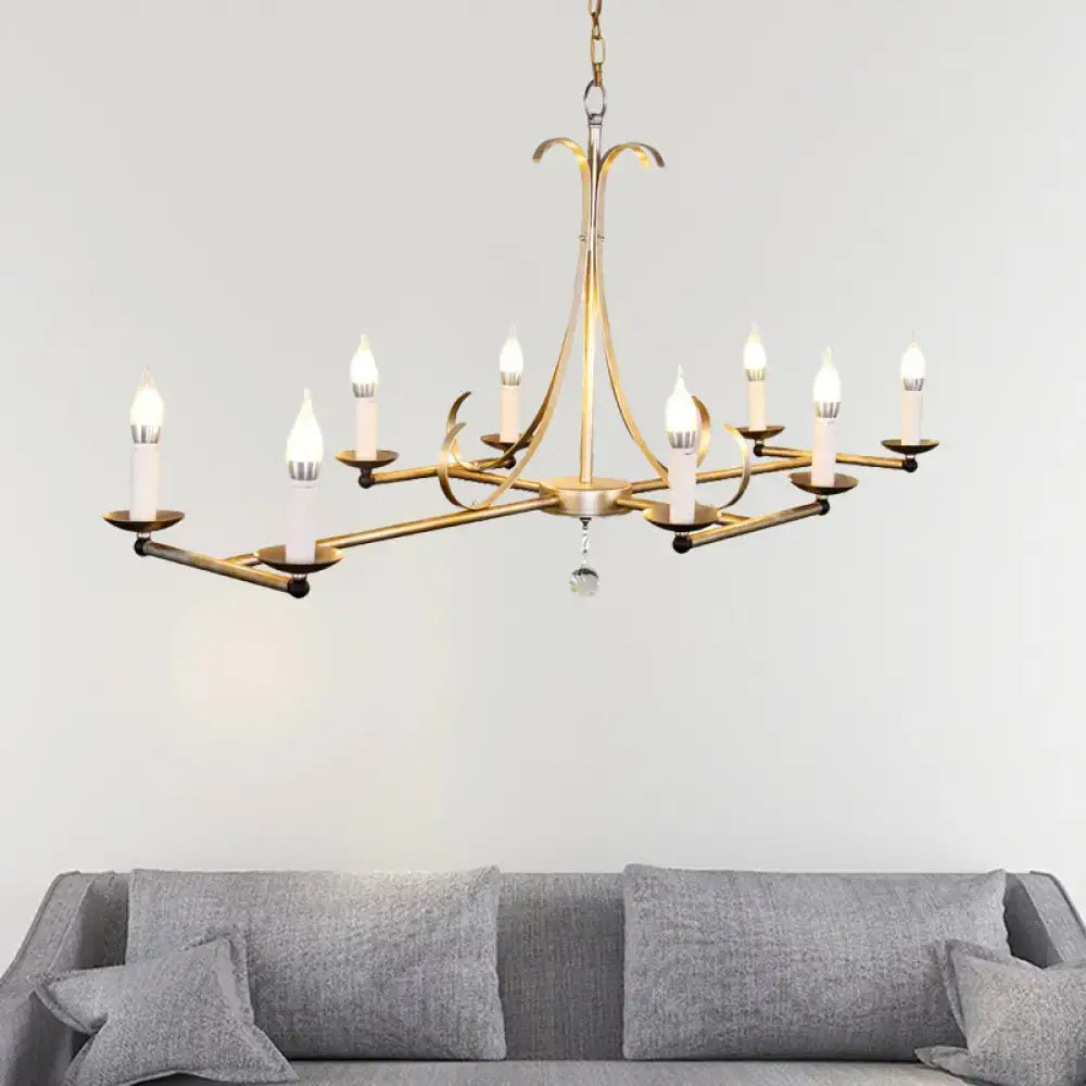 DecorBites™ Metal Island Chandelier Light - Traditional Candle Shape, 8 Bulbs, Gold/Silver
