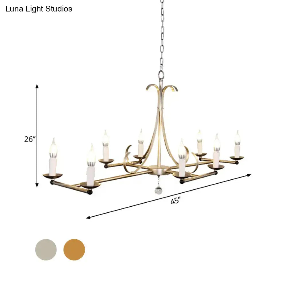 DecorBites™ Metal Island Chandelier Light - Traditional Candle Shape, 8 Bulbs, Gold/Silver