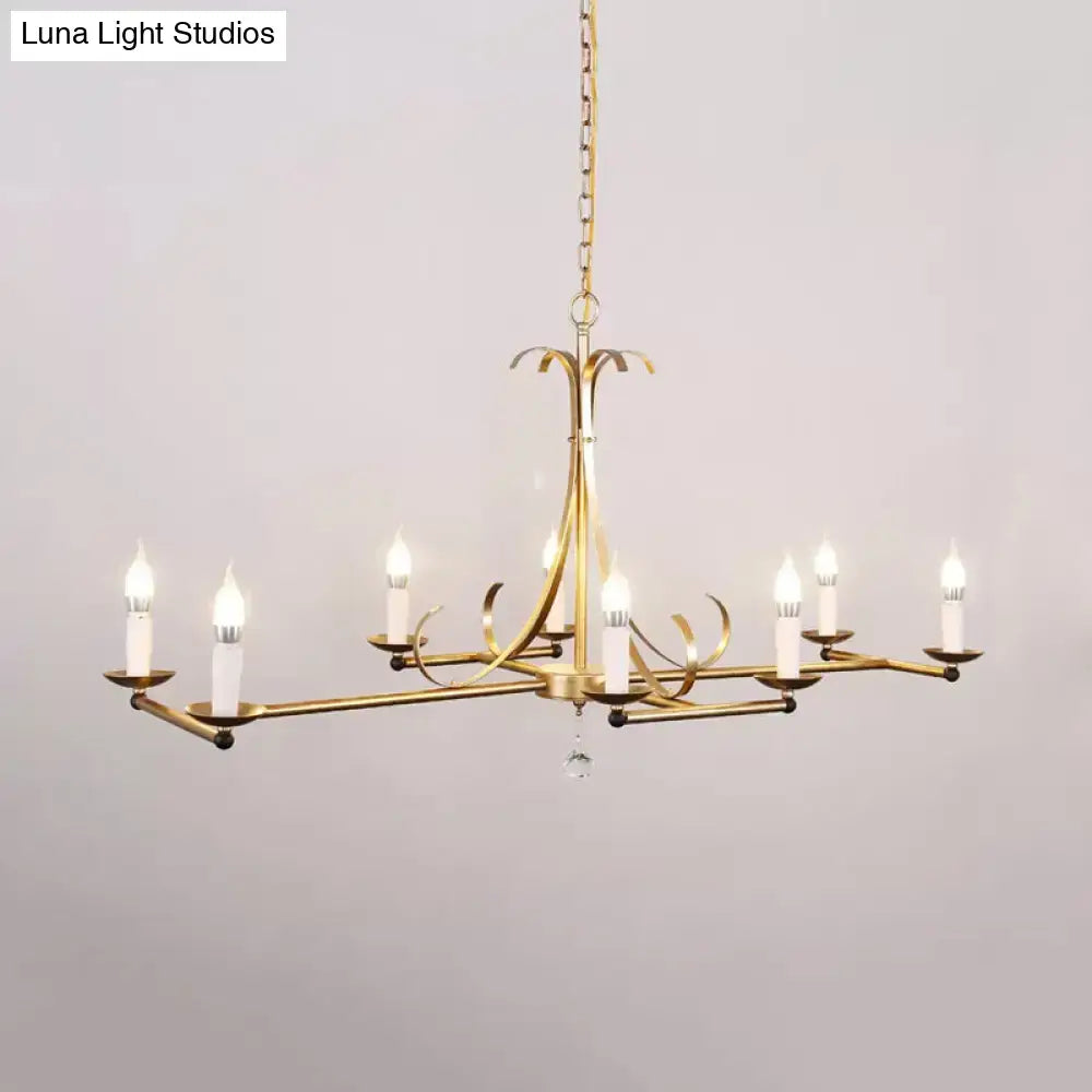 DecorBites™ Metal Island Chandelier Light - Traditional Candle Shape, 8 Bulbs, Gold/Silver