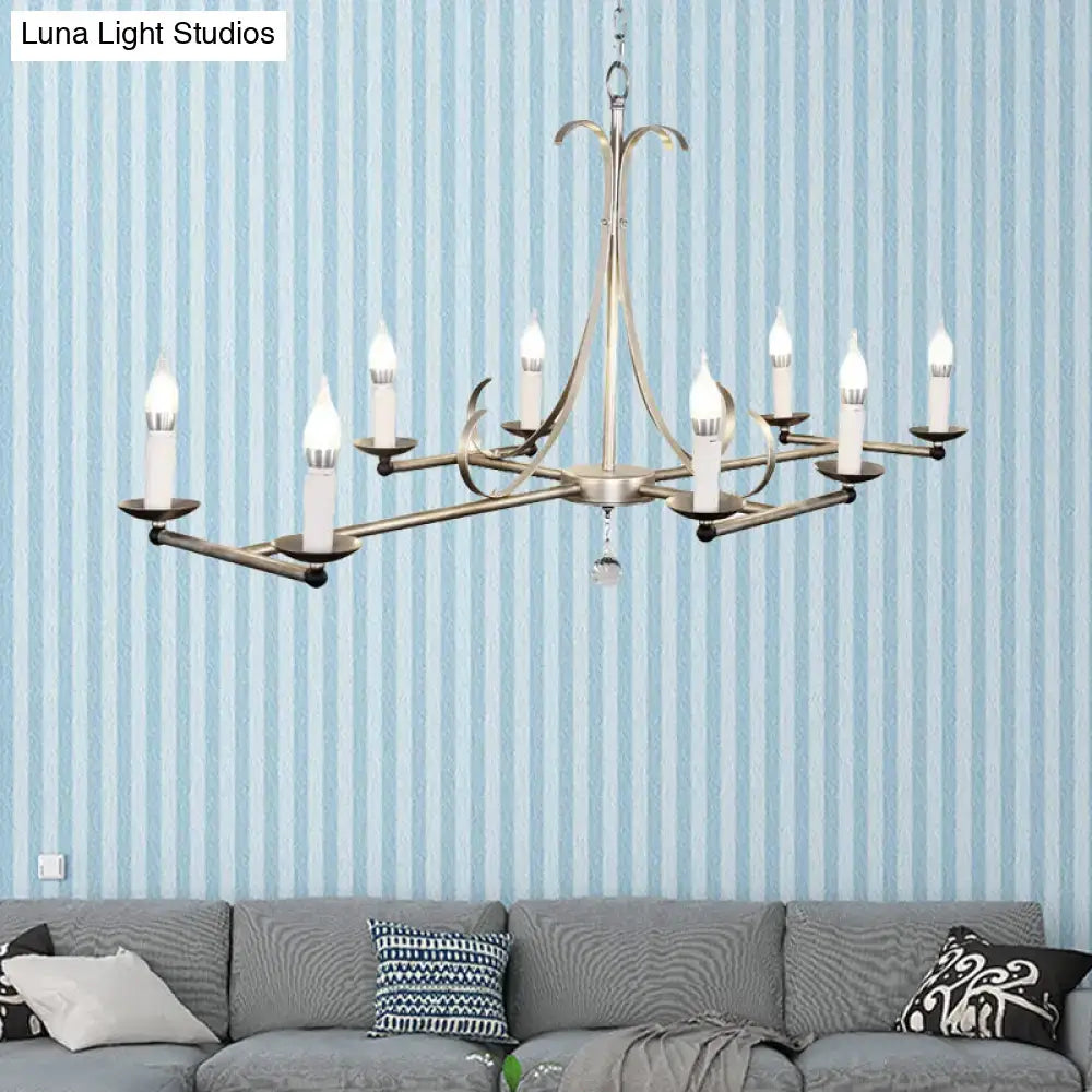 DecorBites™ Metal Island Chandelier Light - Traditional Candle Shape, 8 Bulbs, Gold/Silver