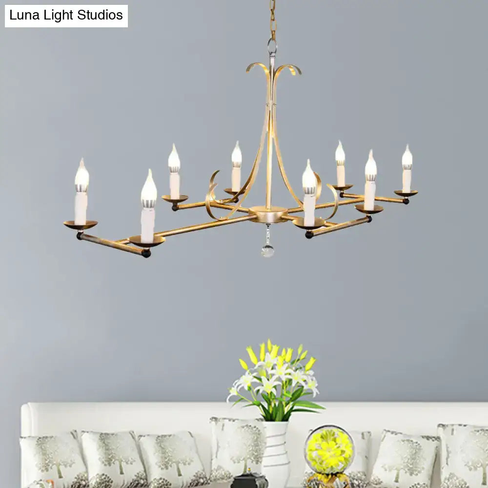 DecorBites™ Metal Island Chandelier Light - Traditional Candle Shape, 8 Bulbs, Gold/Silver