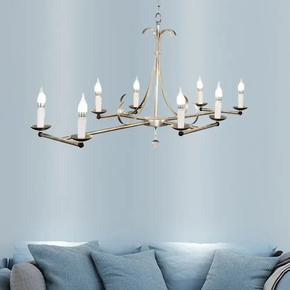 DecorBites™ Metal Island Chandelier Light - Traditional Candle Shape, 8 Bulbs, Gold/Silver