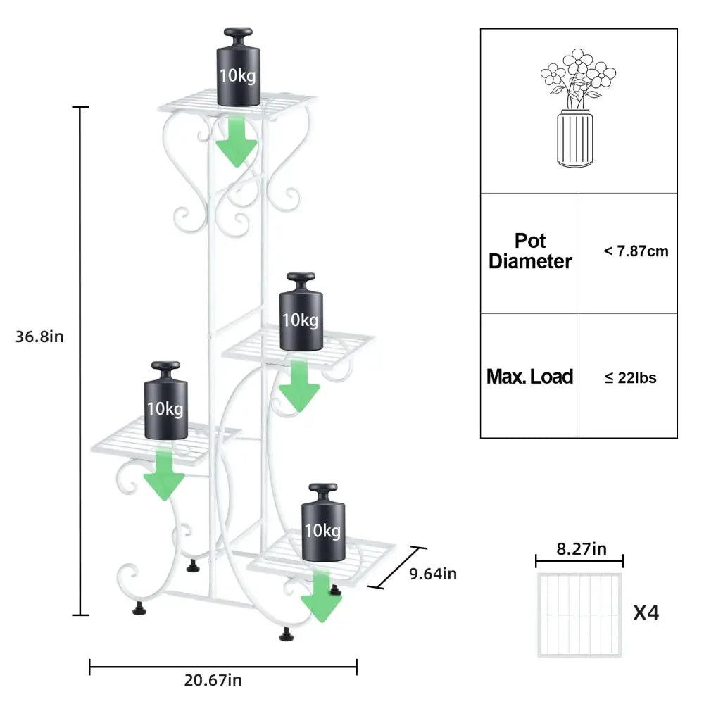 DecorBites™ Metal Plant Stand for 4 Flower Pots