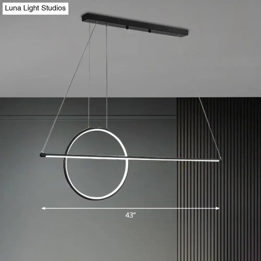 DecorBites™ Metallic Circle and Line LED Restaurant Light in Black – Modern Island Lighting