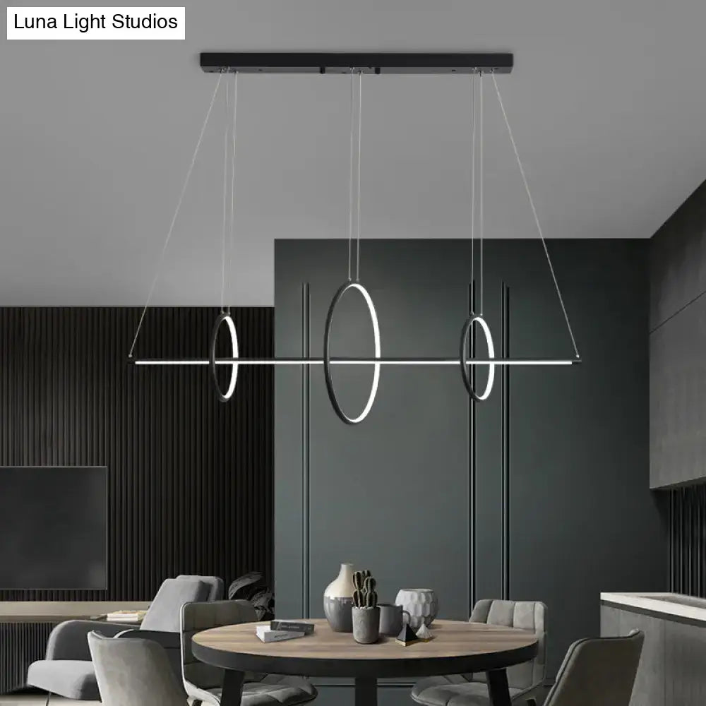 DecorBites™ Metallic Circle and Line LED Restaurant Light in Black – Modern Island Lighting