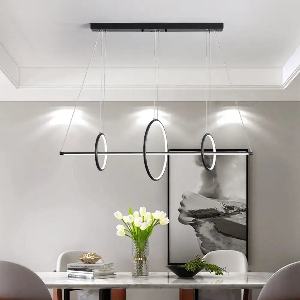 DecorBites™ Metallic Circle and Line LED Restaurant Light in Black – Modern Island Lighting
