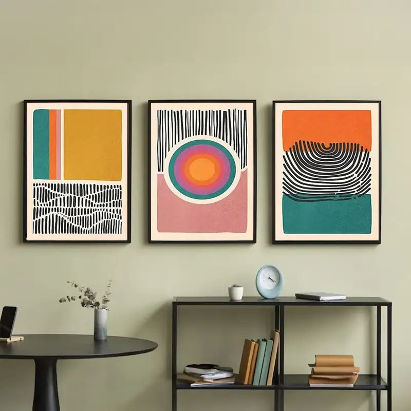 DecorBites™ Mid Century Abstract Color Block Wall Art Set
