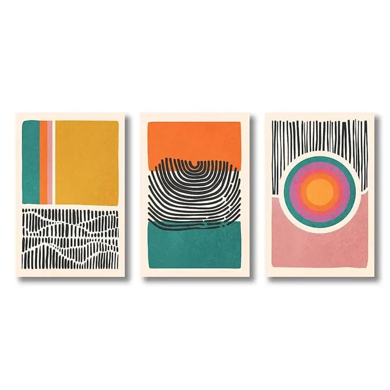 DecorBites™ Mid Century Abstract Color Block Wall Art Set