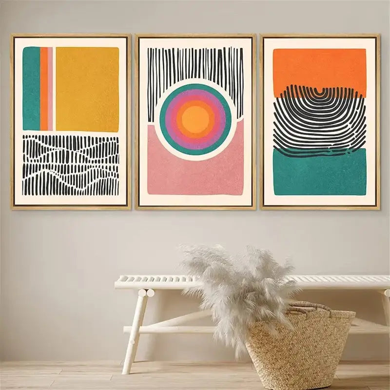 DecorBites™ Mid Century Abstract Color Block Wall Art Set